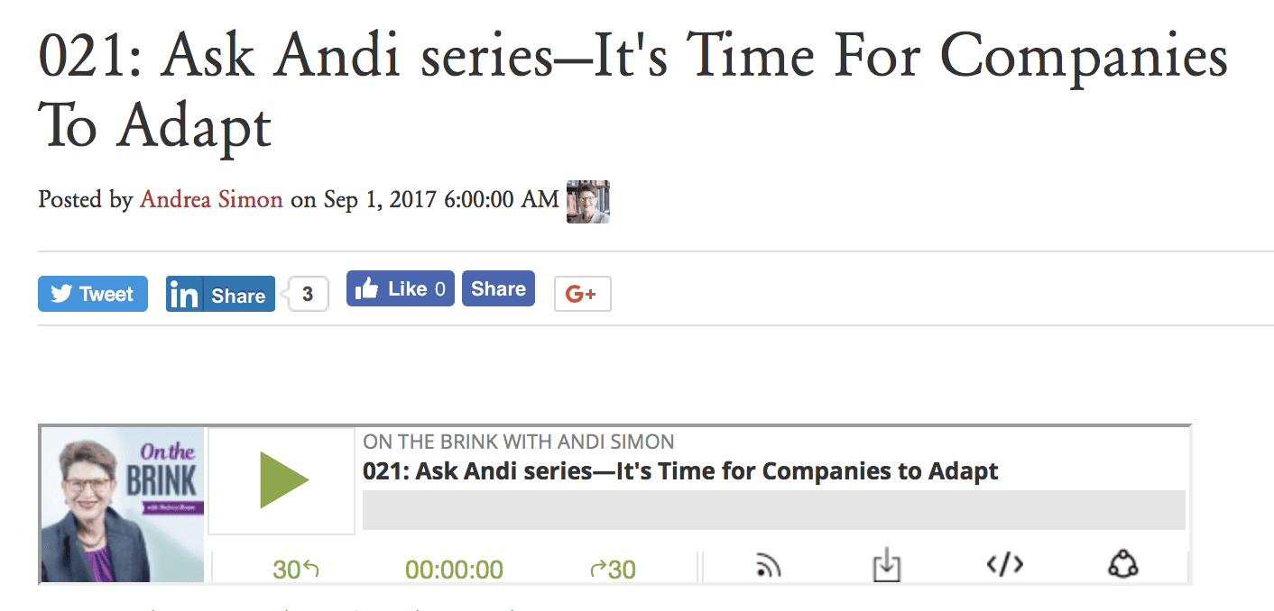 Ask Andi podcast about time to change