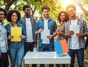 Young people voting